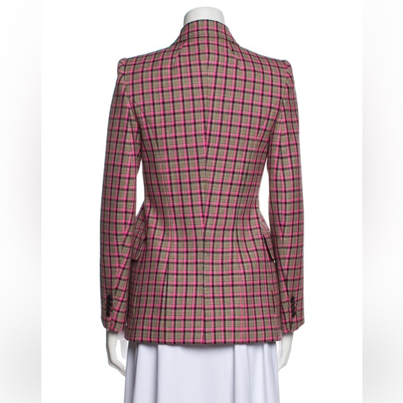 Balenciaga pink tartan hourglass wool jacket size 36 fit a small 2-4 dress - Picture 5 of 5